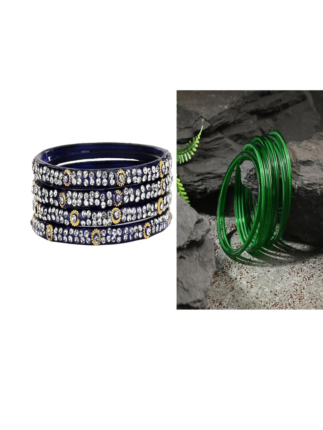 SOMIL Set of 28 Blue Alloy Bangles