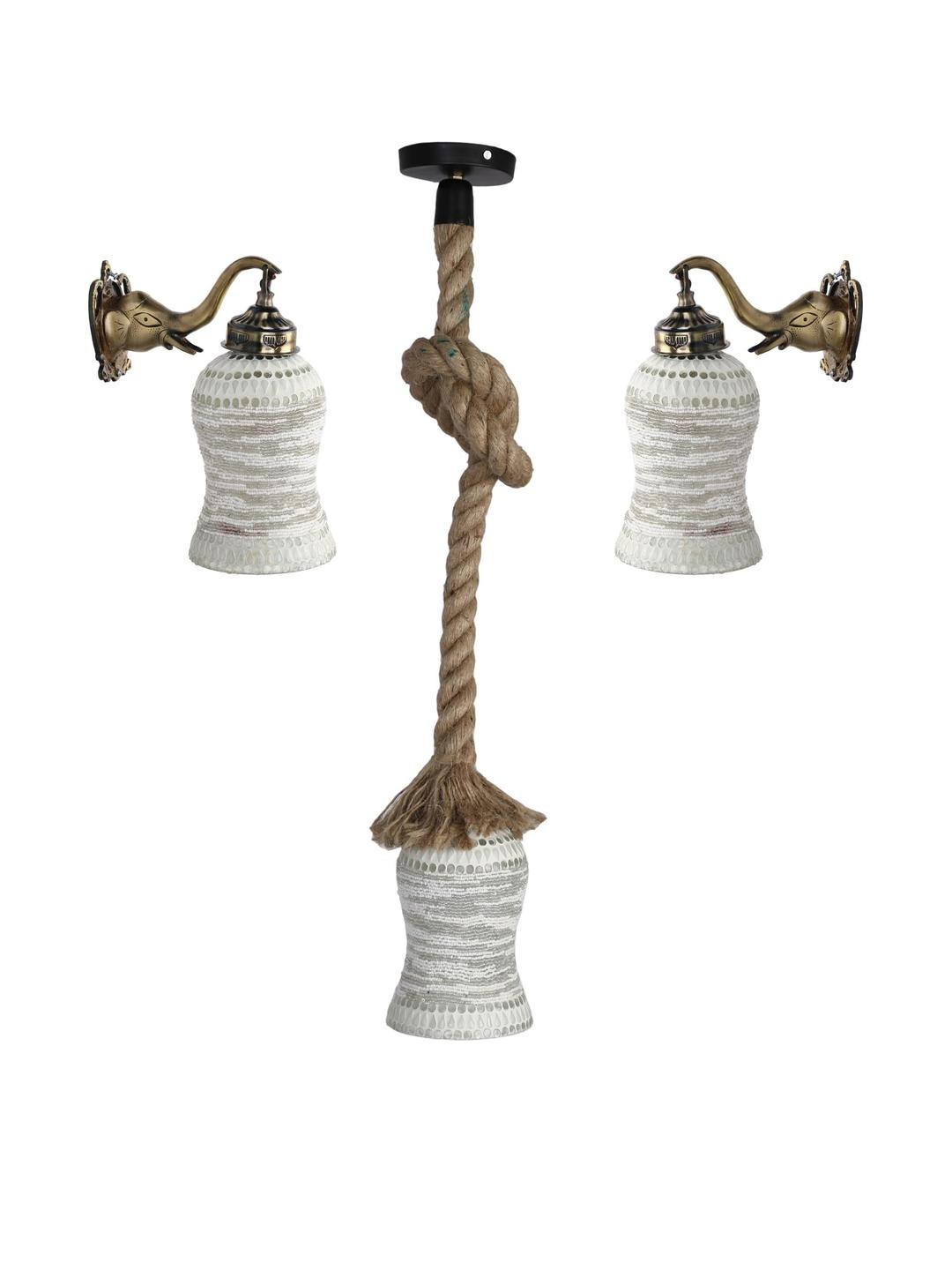 Somil Indore Decorative Lamp Combo of Matching Elaphent Shape Wall Lamp & Ceiling Lamp, Multi Compatible with LED, Size: 19 X 19 X 23 Cm, Pack of 3.