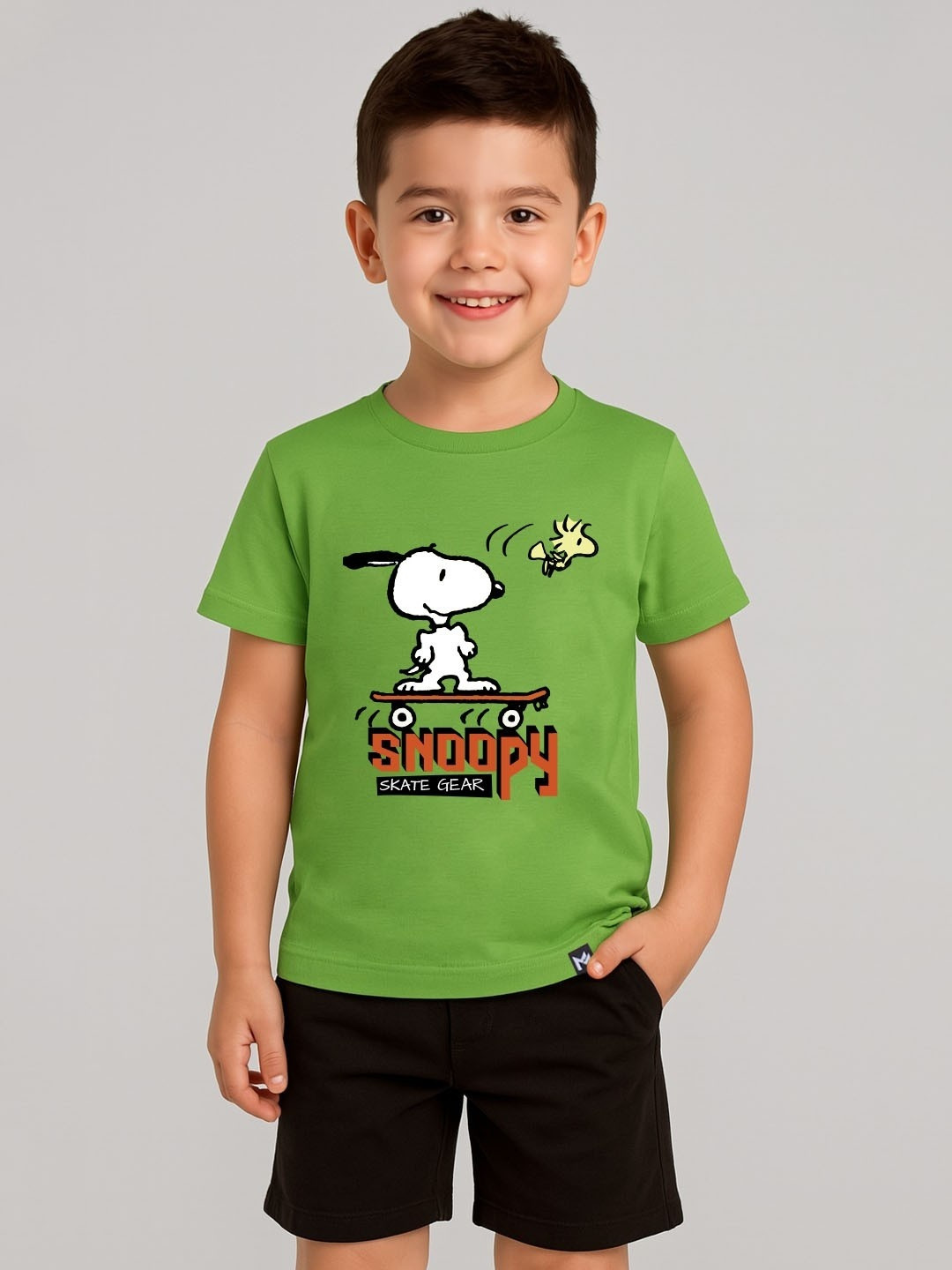 YK X Minute Mirth Boys Snoopy Printed Cotton T-shirt