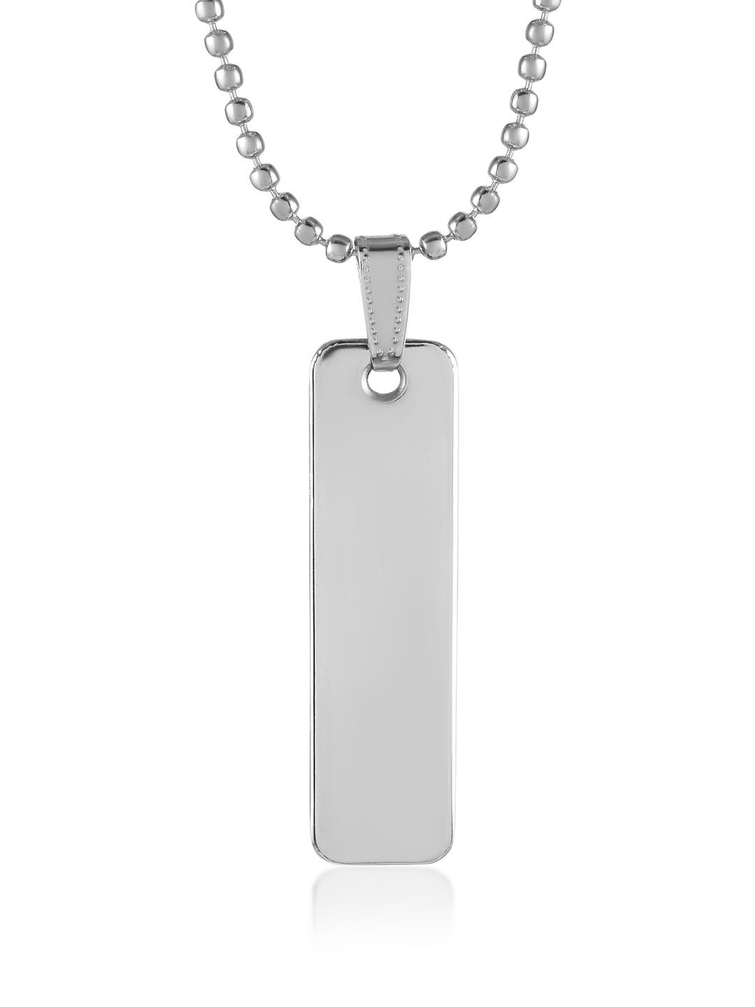 Morir Silver Plated Bras Classic Plain Long Geometrical Bar Style Pendant Necklace