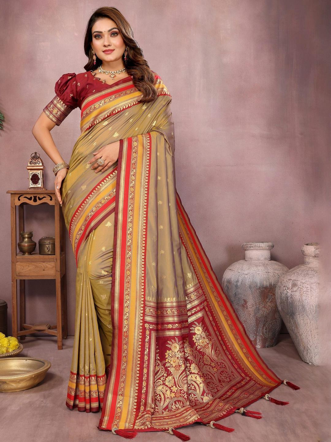 LeeliPeeri Designer with Unstitched Blouse Piece Ethnic Motifs Zari Banarasi Saree