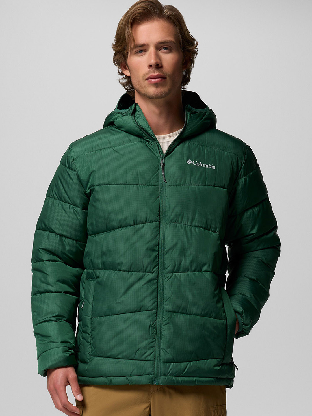 Columbia Men Hooded Solid Lightweight Casual Puffer Jacket