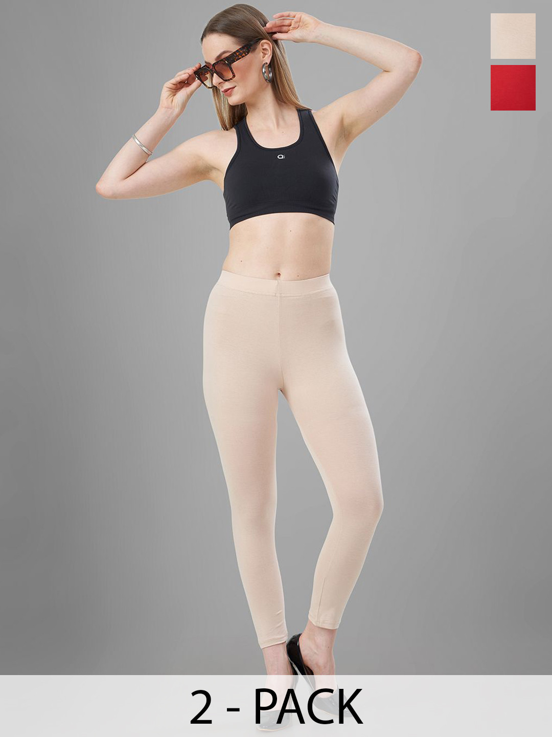 T19 Pack Of 2 4-Way Stretchable Ankle Length Leggings