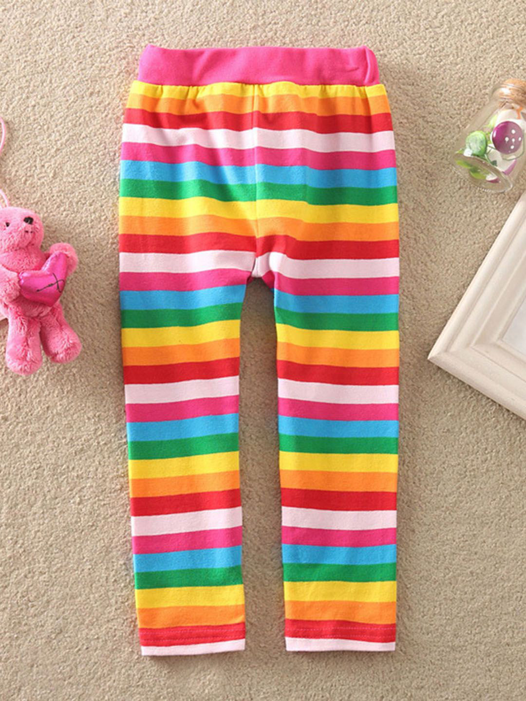 INCLUD Girls Rainbow Striped Leggings