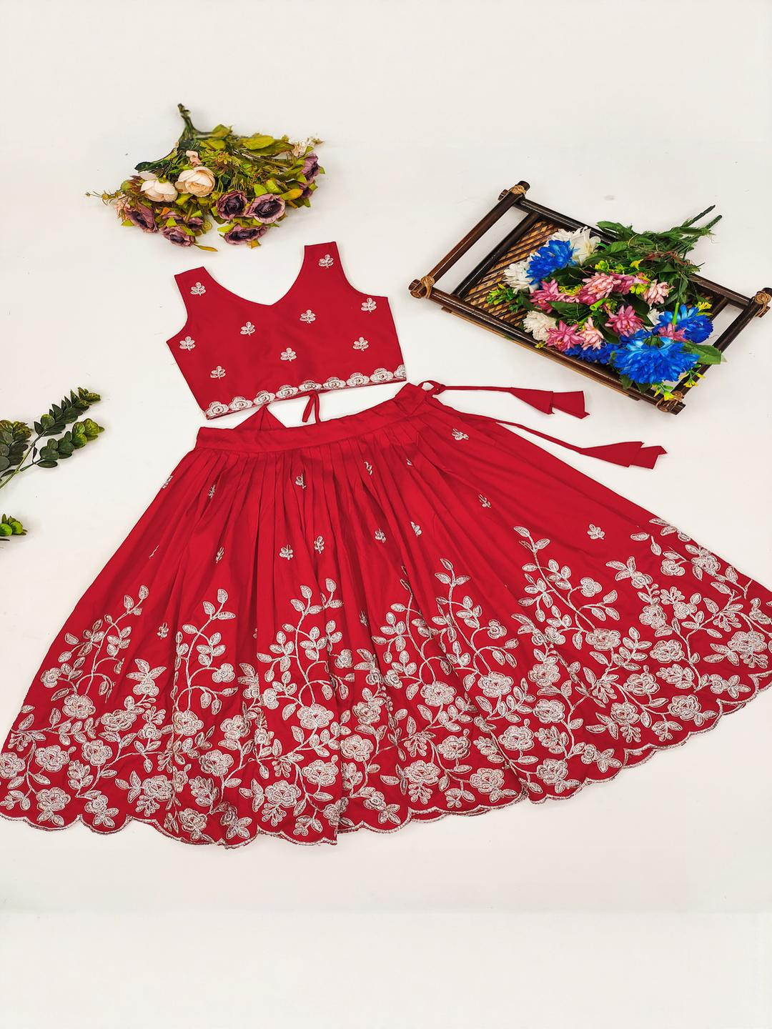 RJ ONLINE Embellished Silk Lehenga Choli