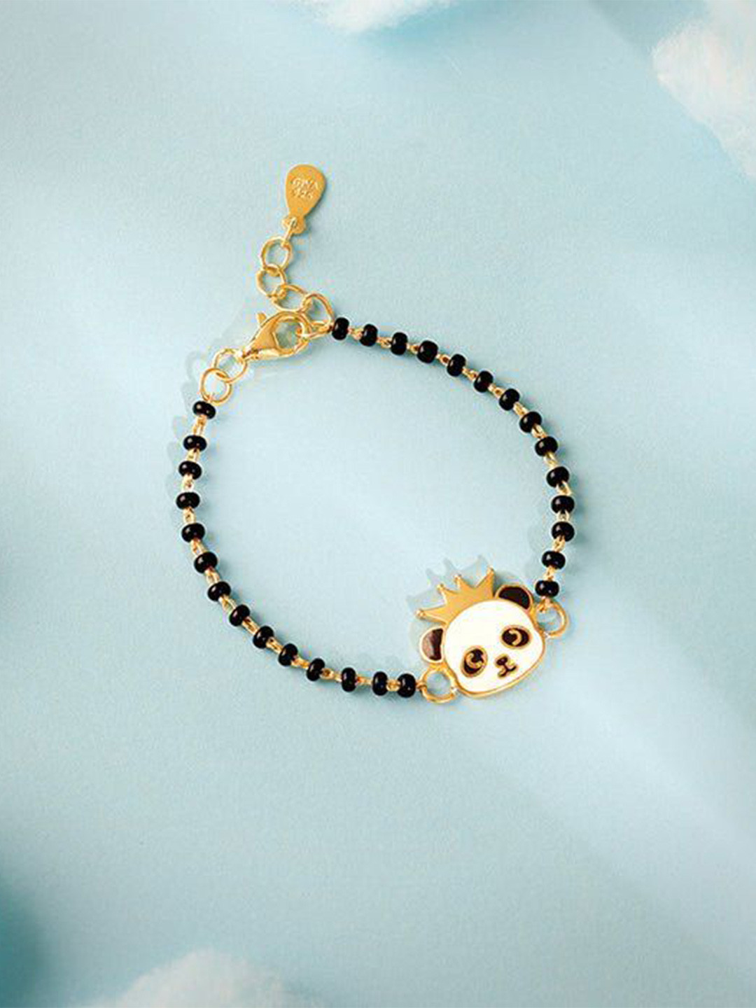 GIVA Kids 925 Sterling Silver Gold-Plated Crowing Panda Bracelet Rakhi