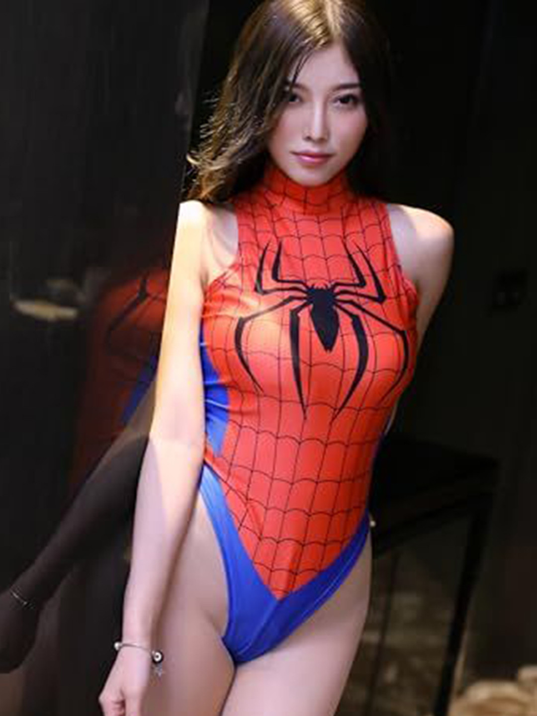 Xivir Women Satin Printed with High-Low Bodysuit