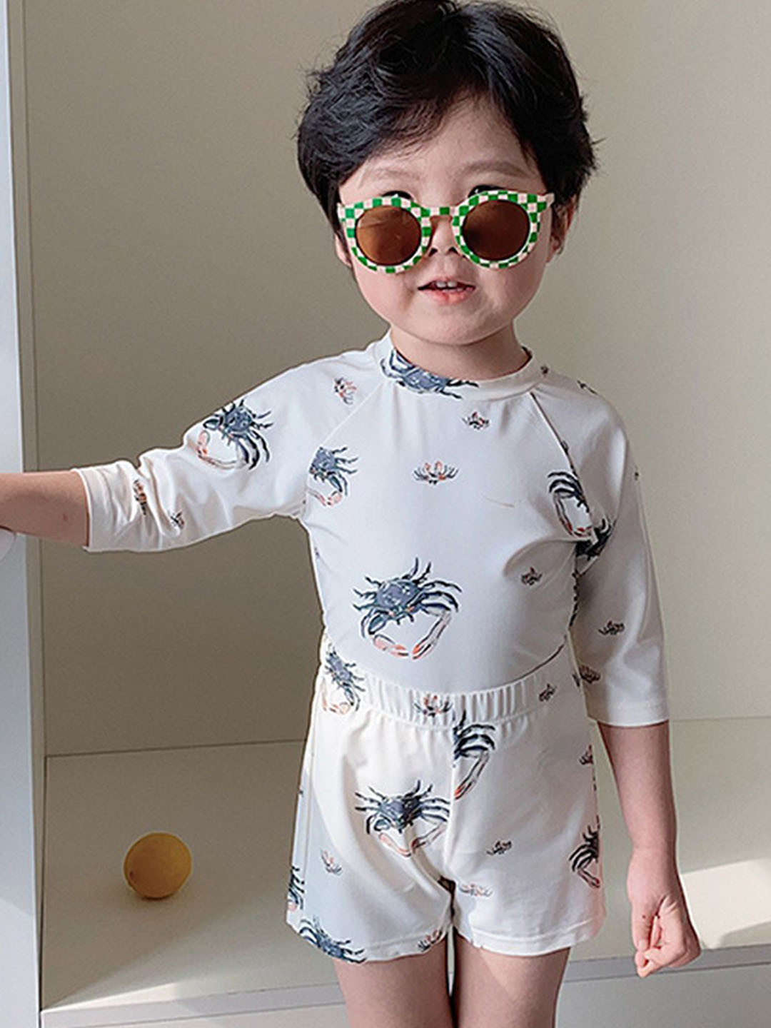 LULU & SKY Boys Animal Printed Round Neck T-Shirt & Short Swim Set