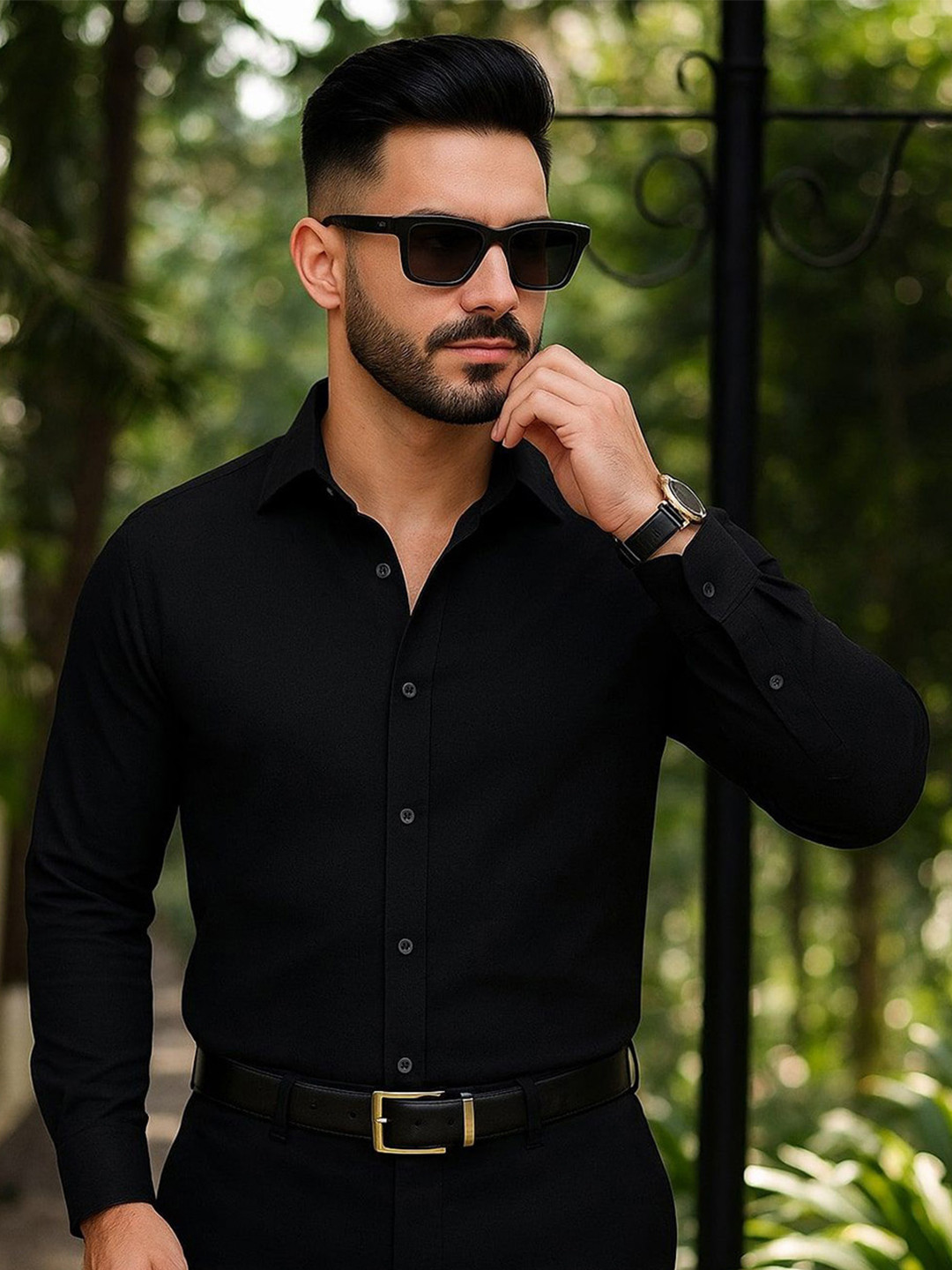 MARMIC FAB Slim Fit Textured Long Sleeves Formal Shirt