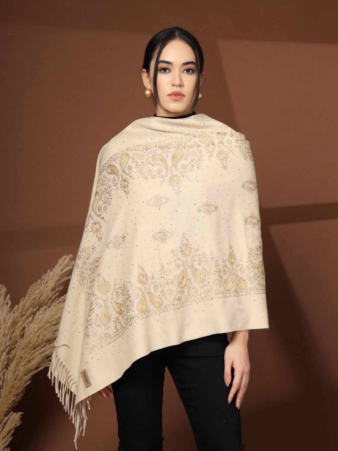 Mafadeny Women's Embroidered Bead Work Stole