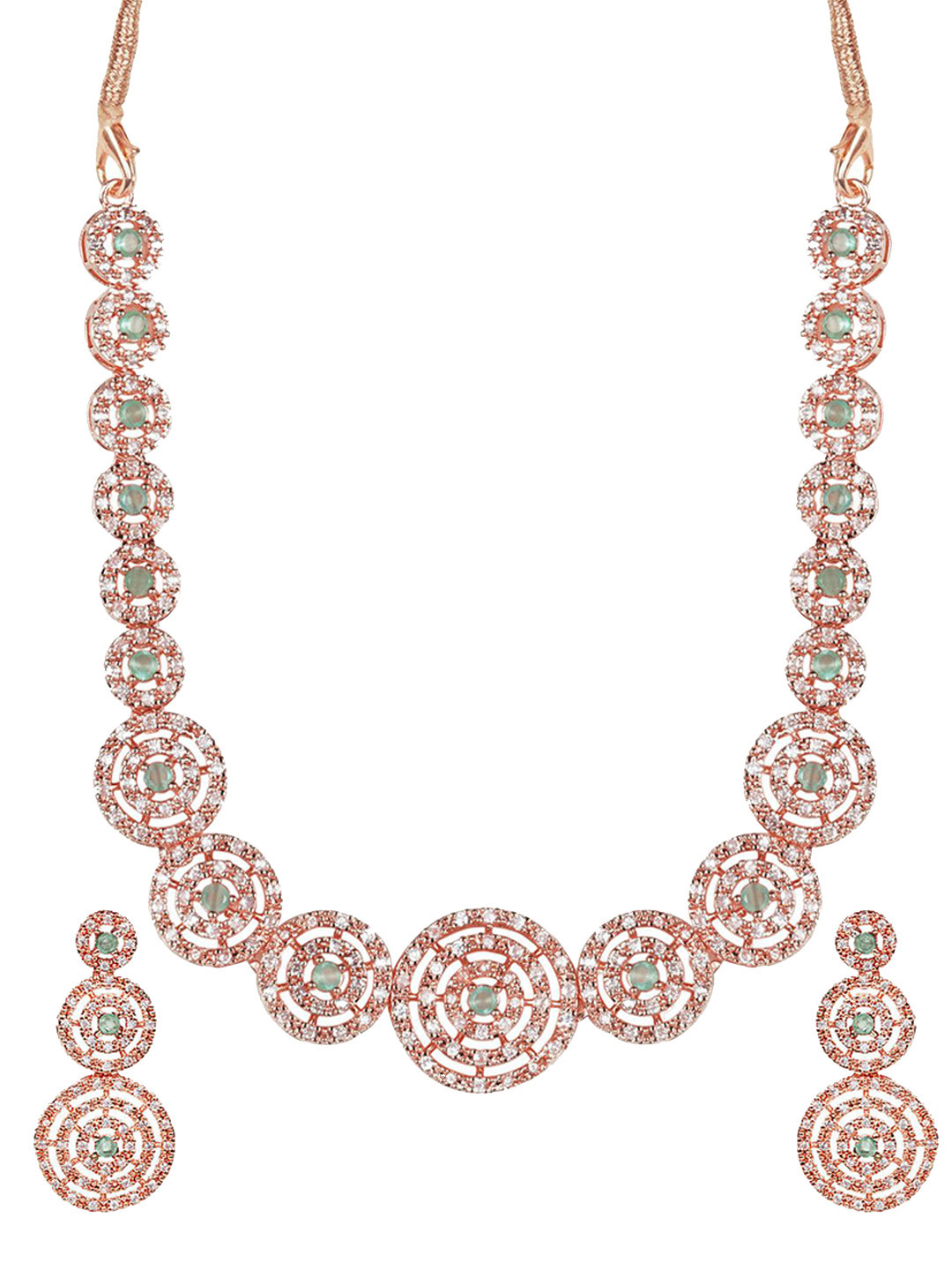 M GOLD Rose Gold-Plated Stone-Studded Jewellery Set