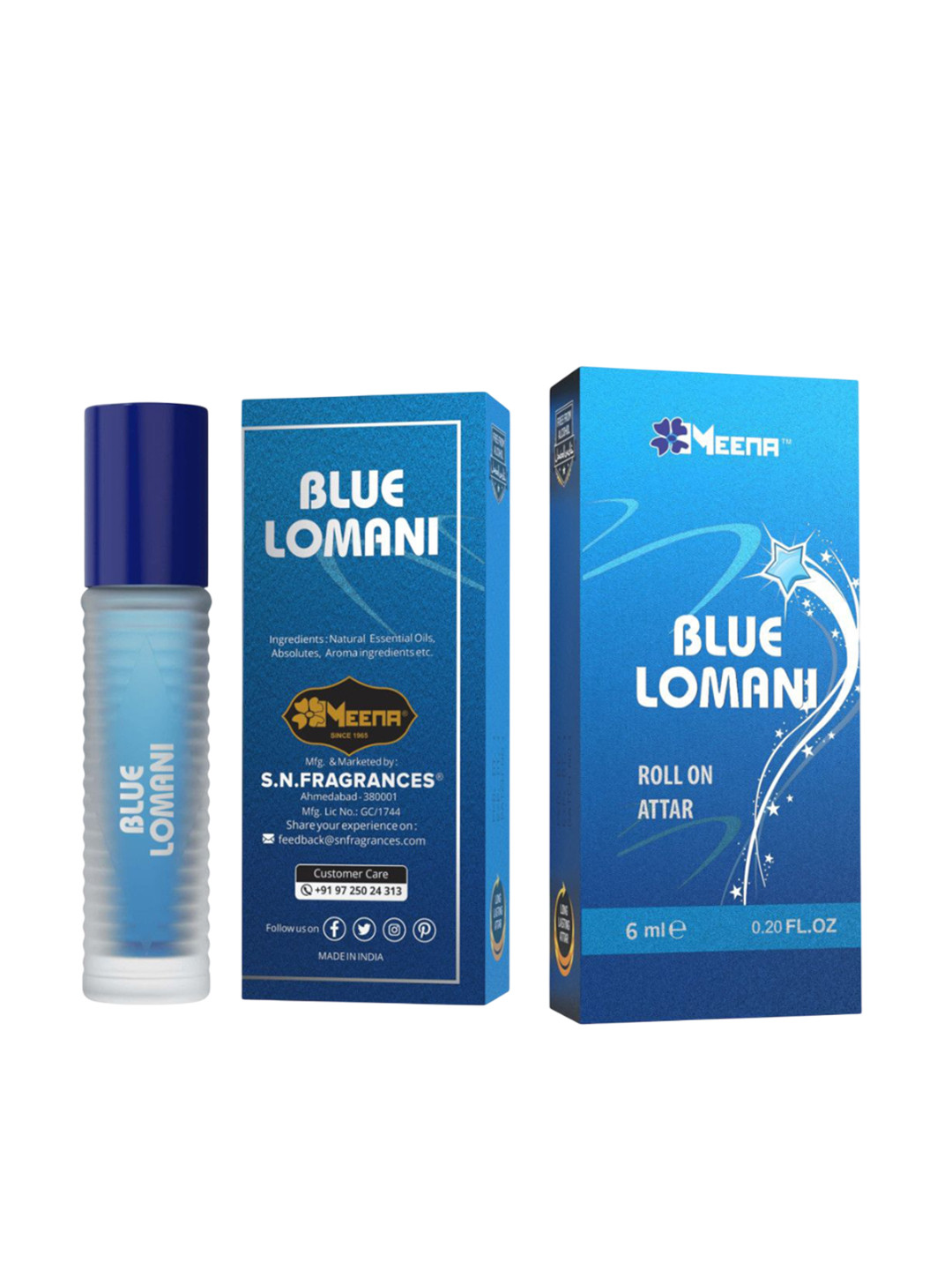 MEENA Blue Lamoni Long Lasting Roll On Attar - 6 ml