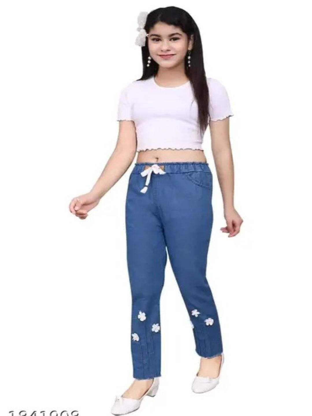 FLASTEENO Girls Applique Jeans