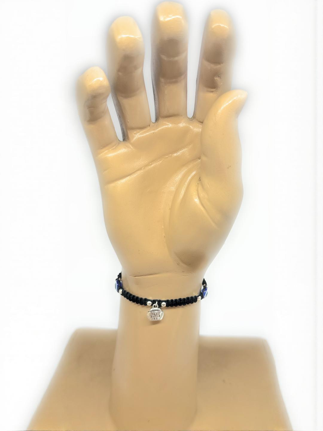 Black silk dori Cross-choker  evil eye Bracelet