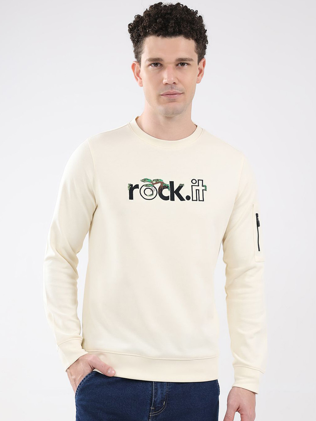 rock.it Men Embroidered Pullover Sweatshirt