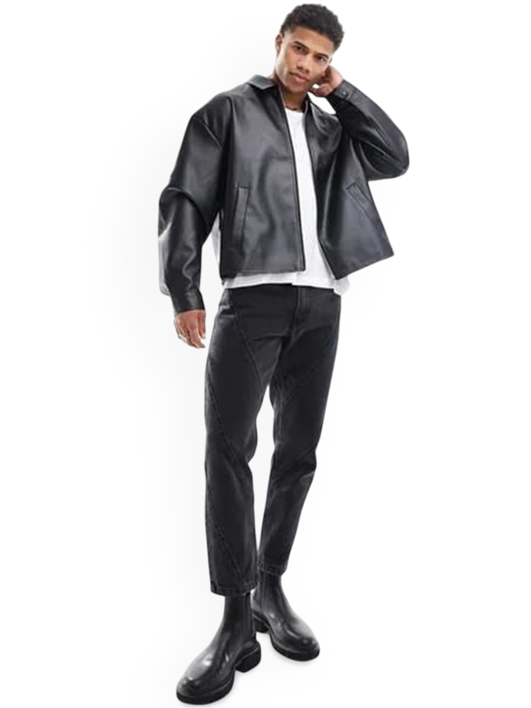 STYLEVERSE Stand Collar Lightweight Pure Cotton Biker Jacket