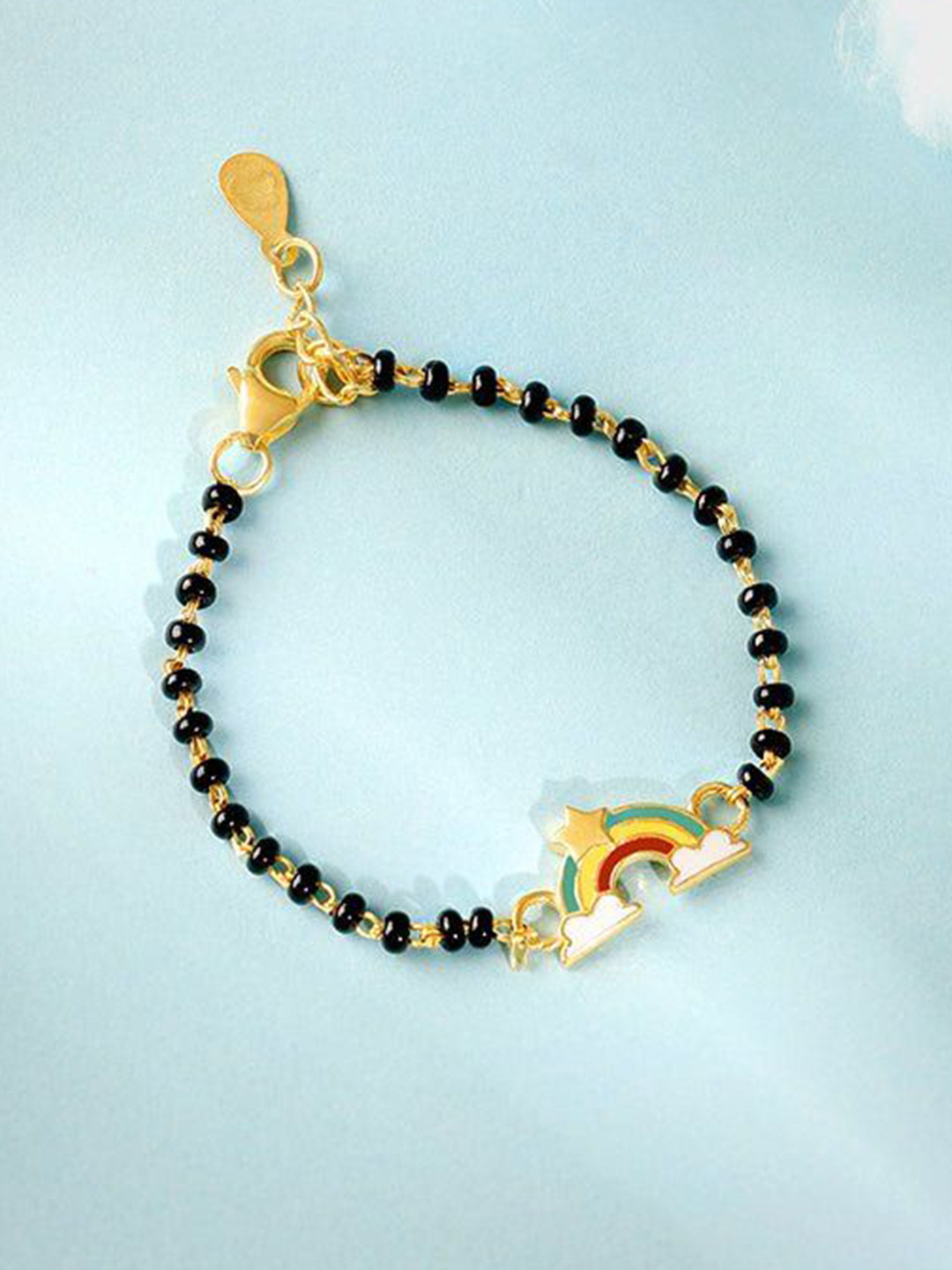 GIVA Kids 925 Silver Gold-Plated Rainbow Bracelet Rakhi With Roli and Chawal
