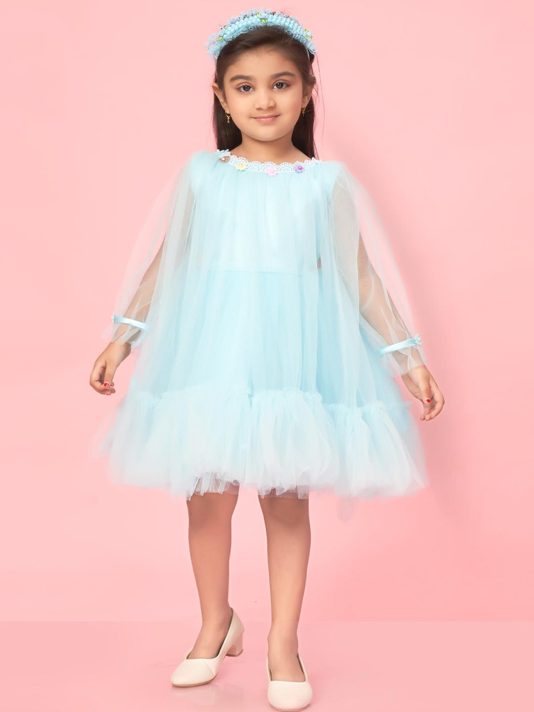 Muhuratam Turquoise Blue Nylon Dresses