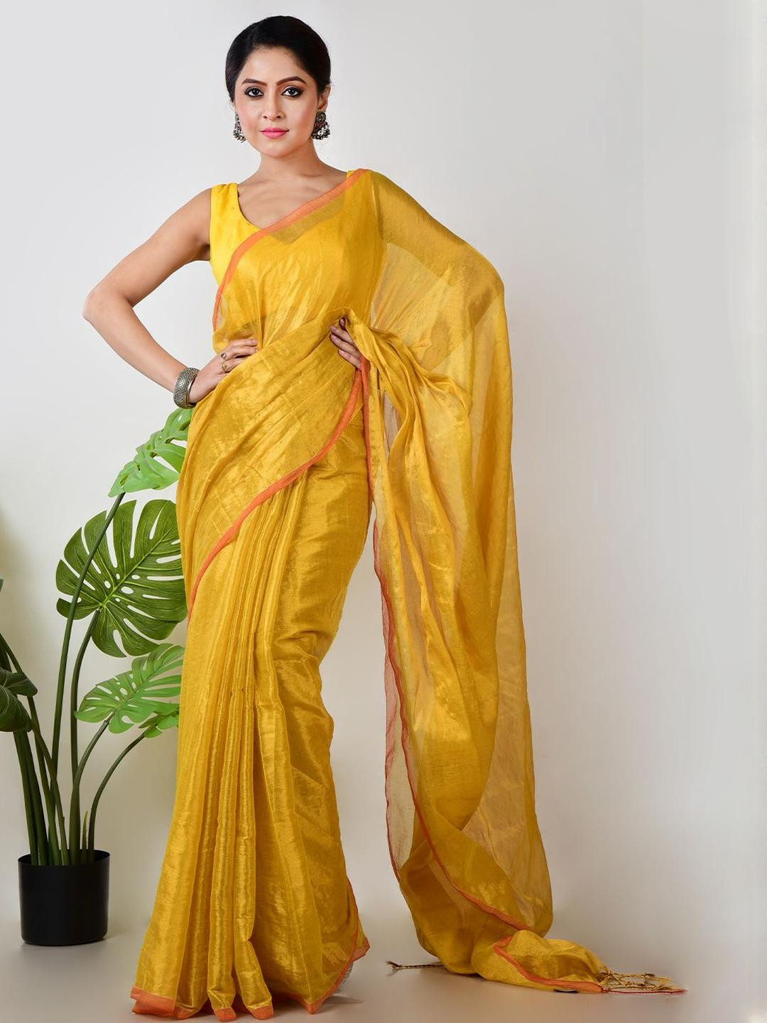 AAKAR Tissue Saree with Blouse Piece