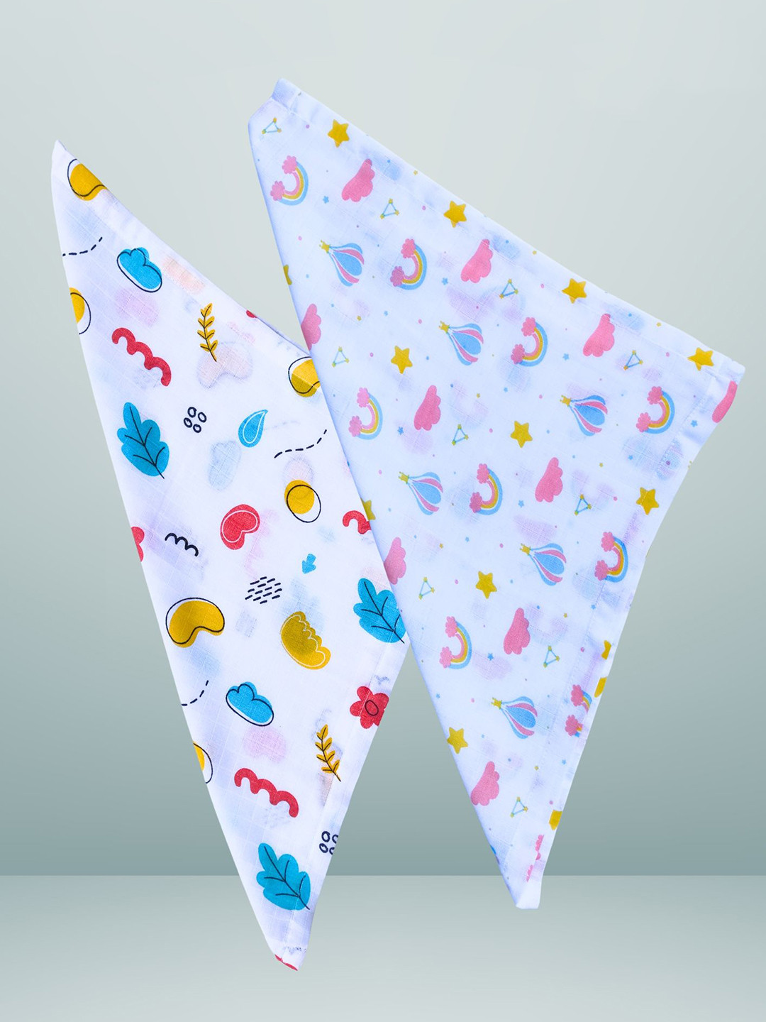 BAESD Infants Set Of 2 Printed Organic Muslin Cotton Wash Cloth