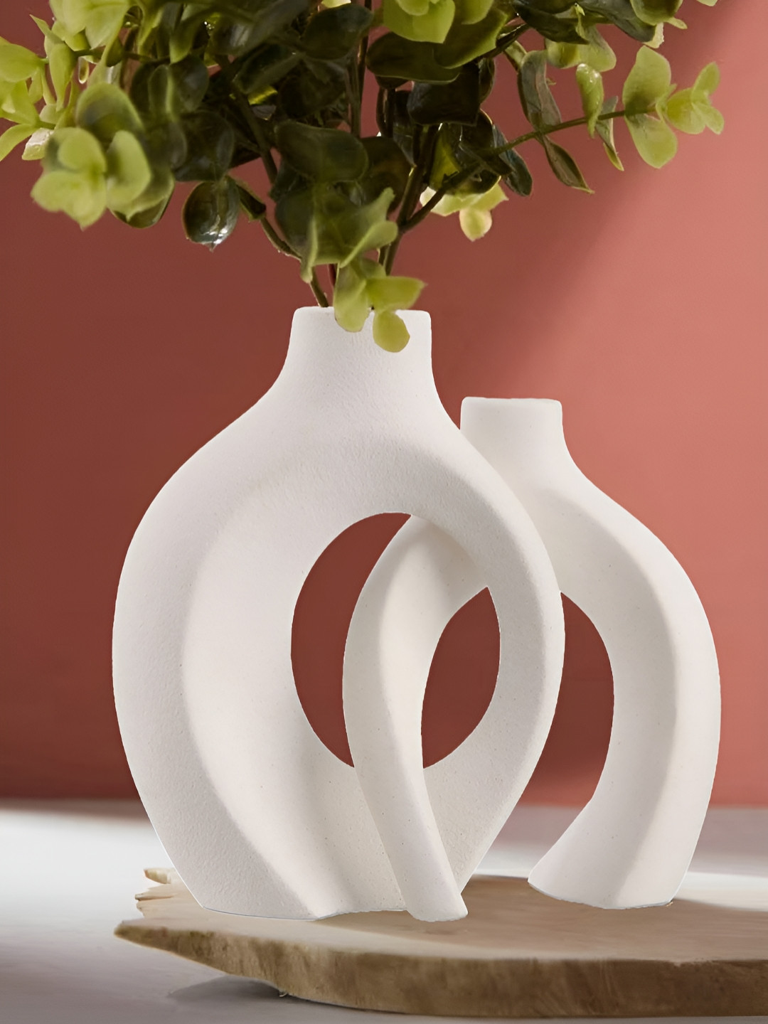 TIED RIBBONS 2Pcs White Hollow Ceramic Flower Vases