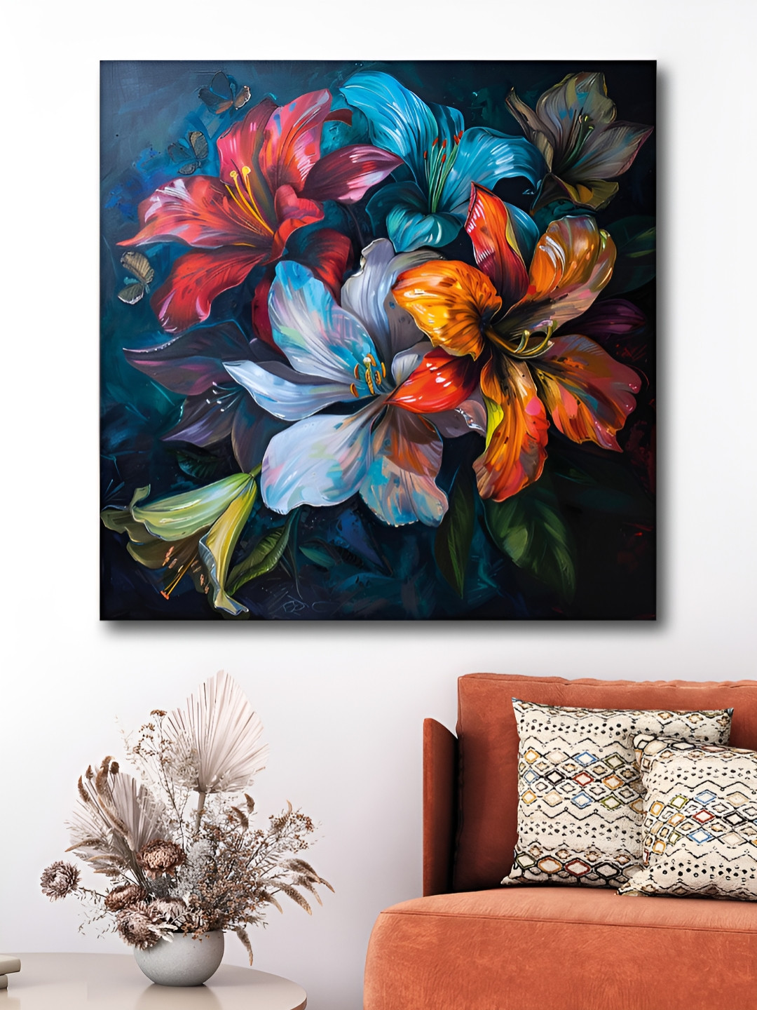 Aura Multicoloured Single Piece Canvas Floral and Botanical Paintings