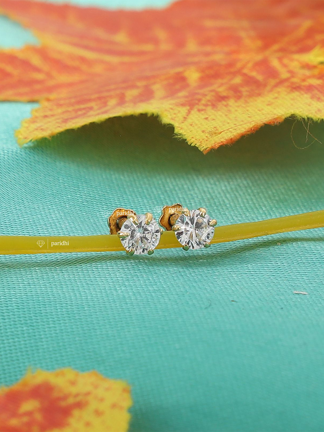 maan Gold-Plated American Diamond Studded Circular Studs