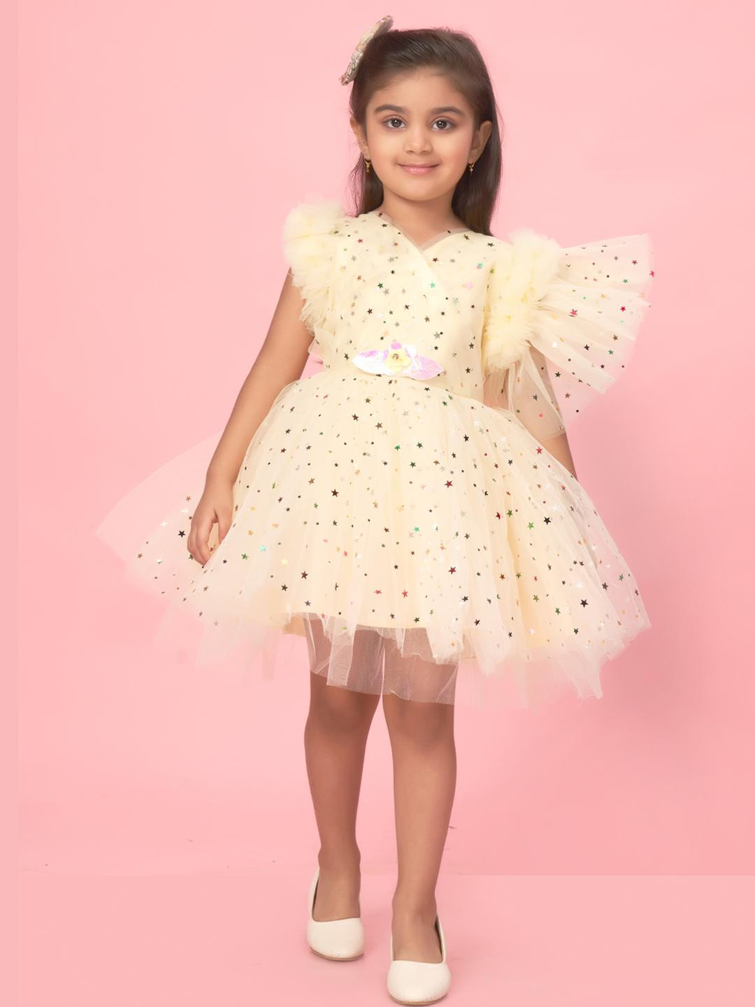 Muhuratam Yellow Nylon Dresses