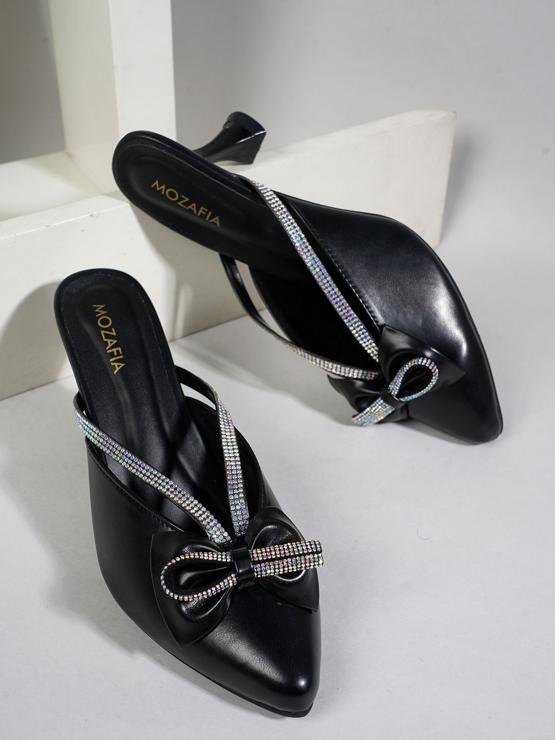 MOZAFIA Embellished Mules Heel Sandals