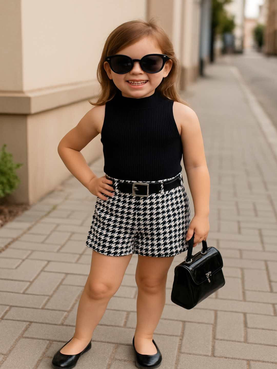 Ninas Girls Textured Sleeveless Top with Shorts