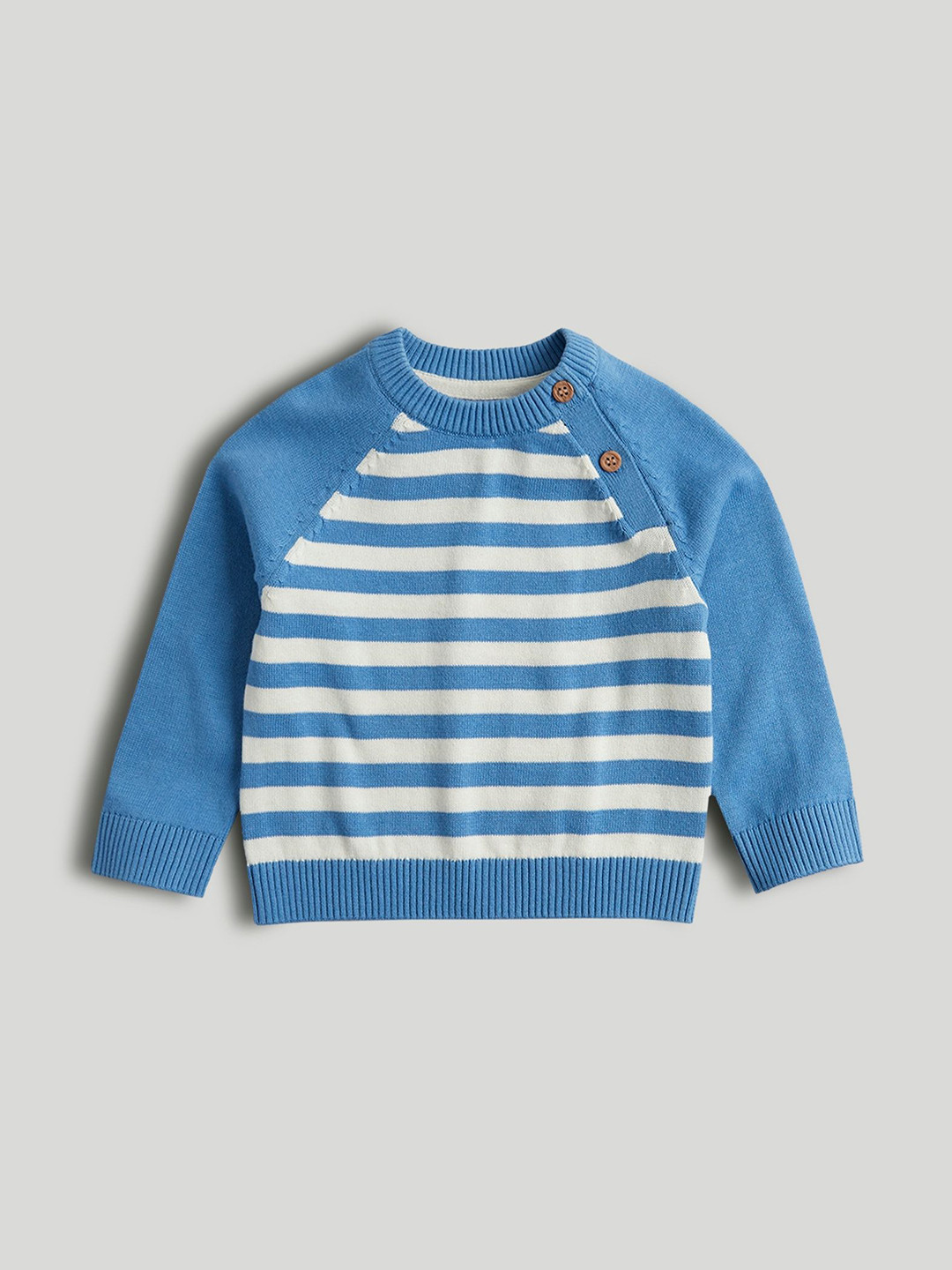mothercare Boys Striped Pure Cotton Pullover With Button Details