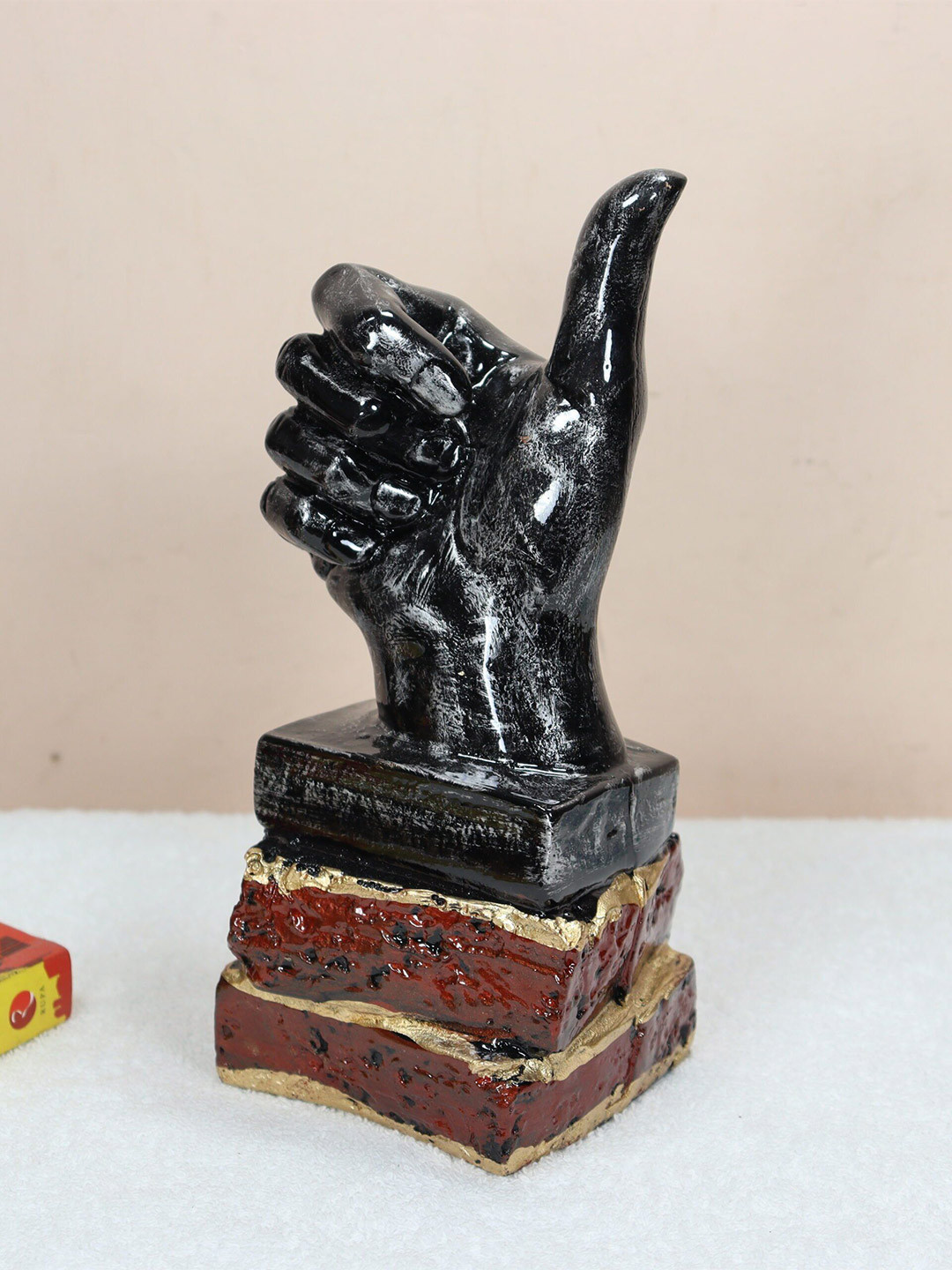 CRAFTAM Black & Brown Thumbs Up Sign Figurine Showpiece