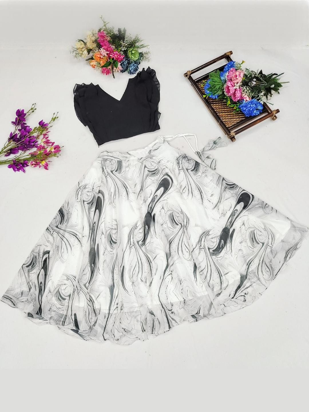 RJ ONLINE Ready To Wear Poly Georgette Lehenga Choli