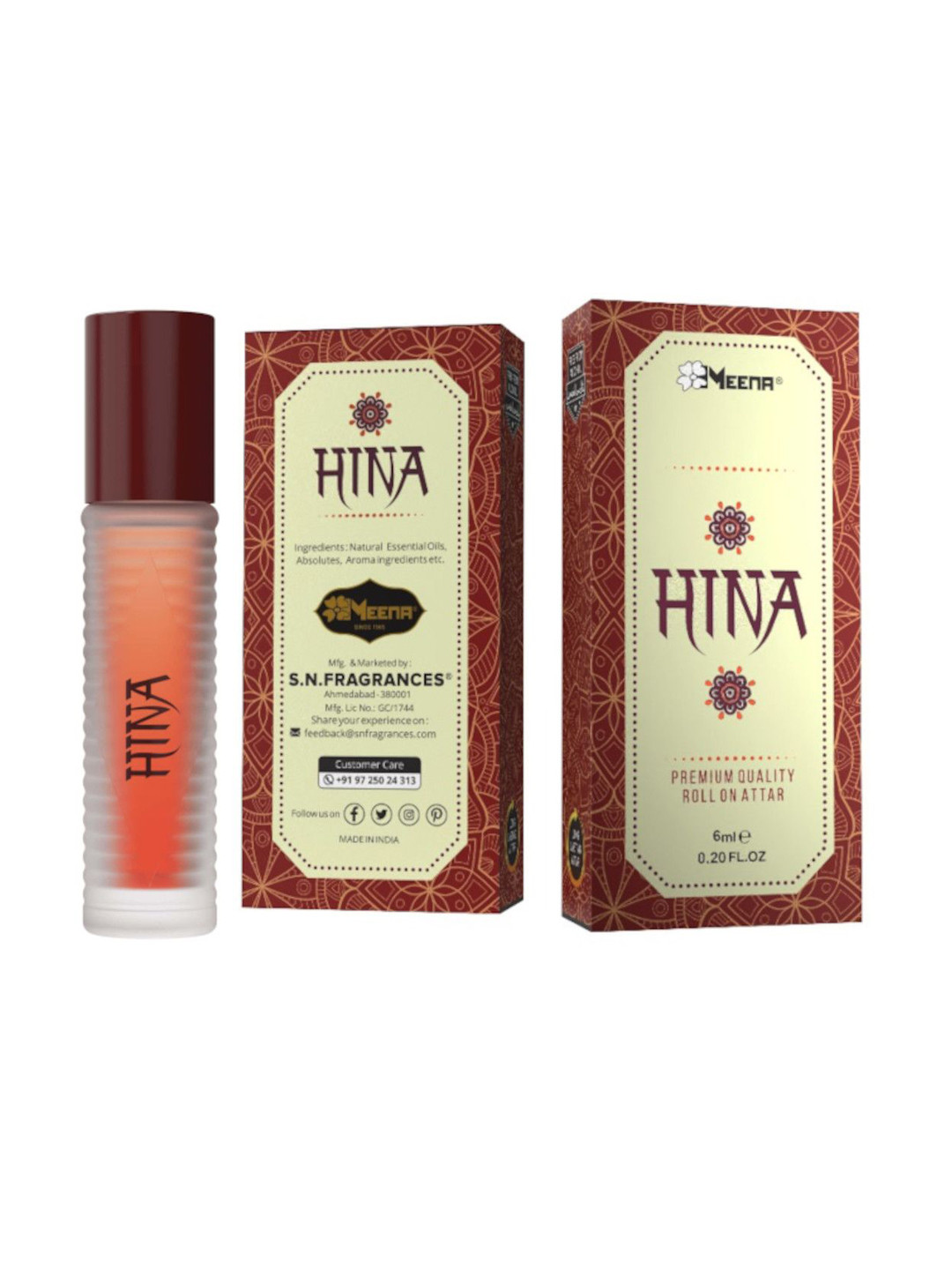 MEENA Hina Long Lasting Roll On Attar - 6 ml