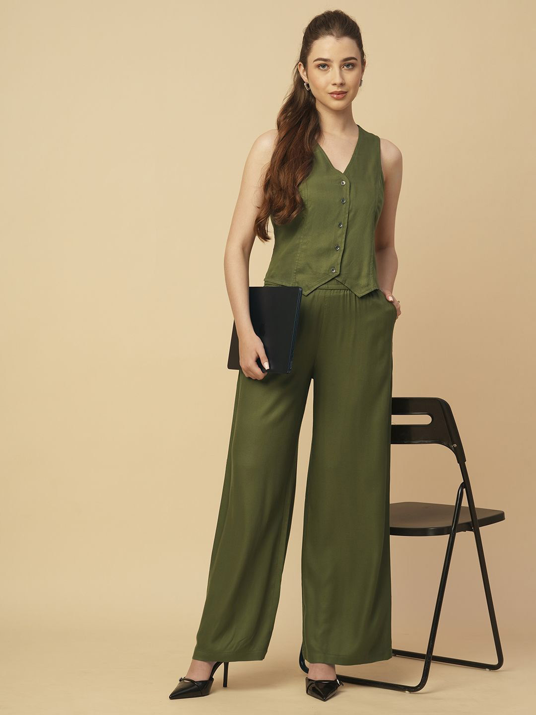 Chemistry V-Neck Twill Waistcoat With Trouser Co-Ords