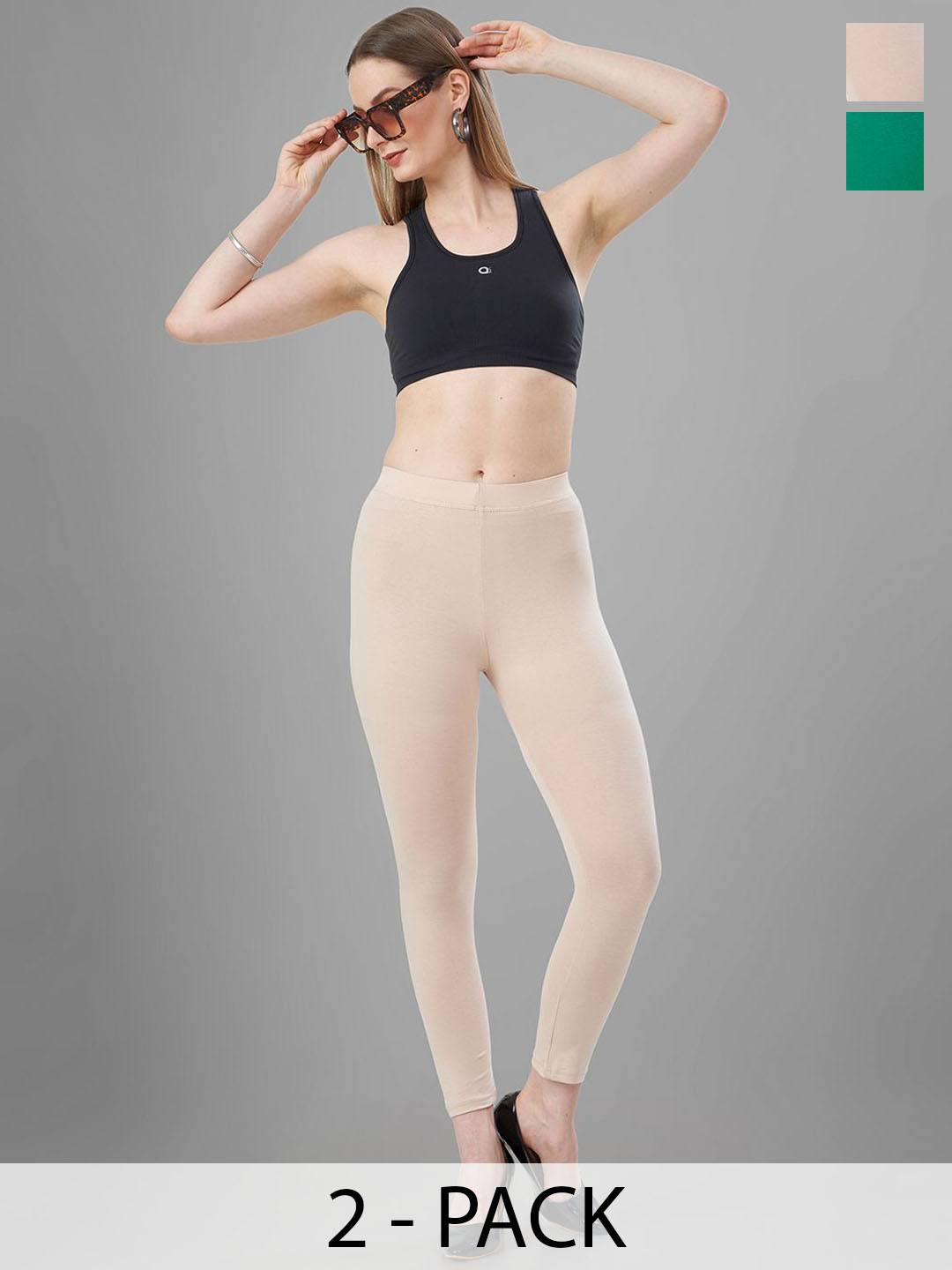 T19 Pack Of 2 4-Way Stretchable Ankle-Length Leggings