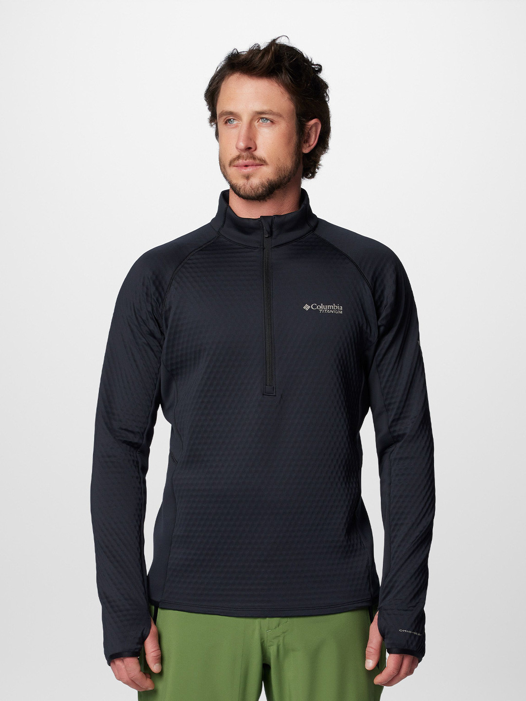 Columbia Men Crystal Leaf  Self Design High-Neck Zipper Pullover