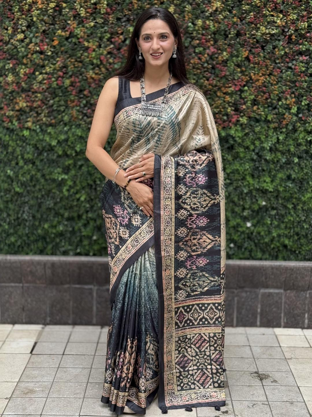 ETHNIC TODAY Art Silk Tussar Saree