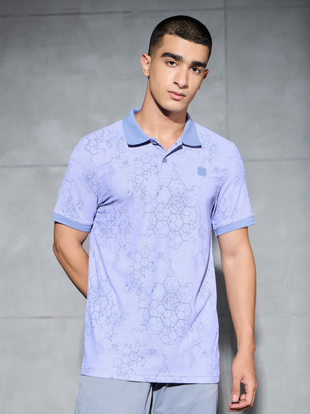 Technosport MATPIQ Men Printed Polo Collar Anti Static Slim Fit T-shirt