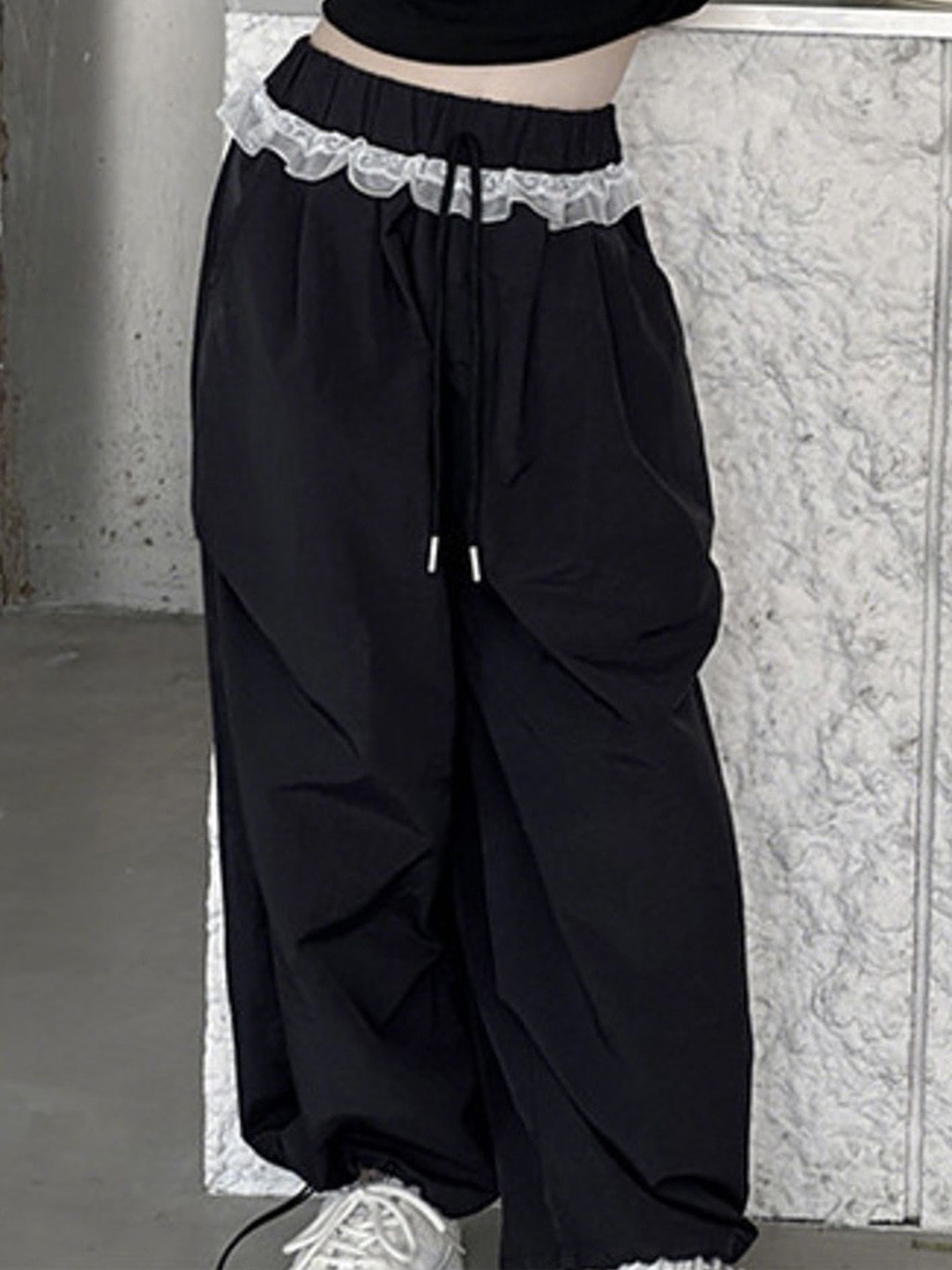 LULU & SKY Girls Wide Leg High-Rise Lace Trim Trousers