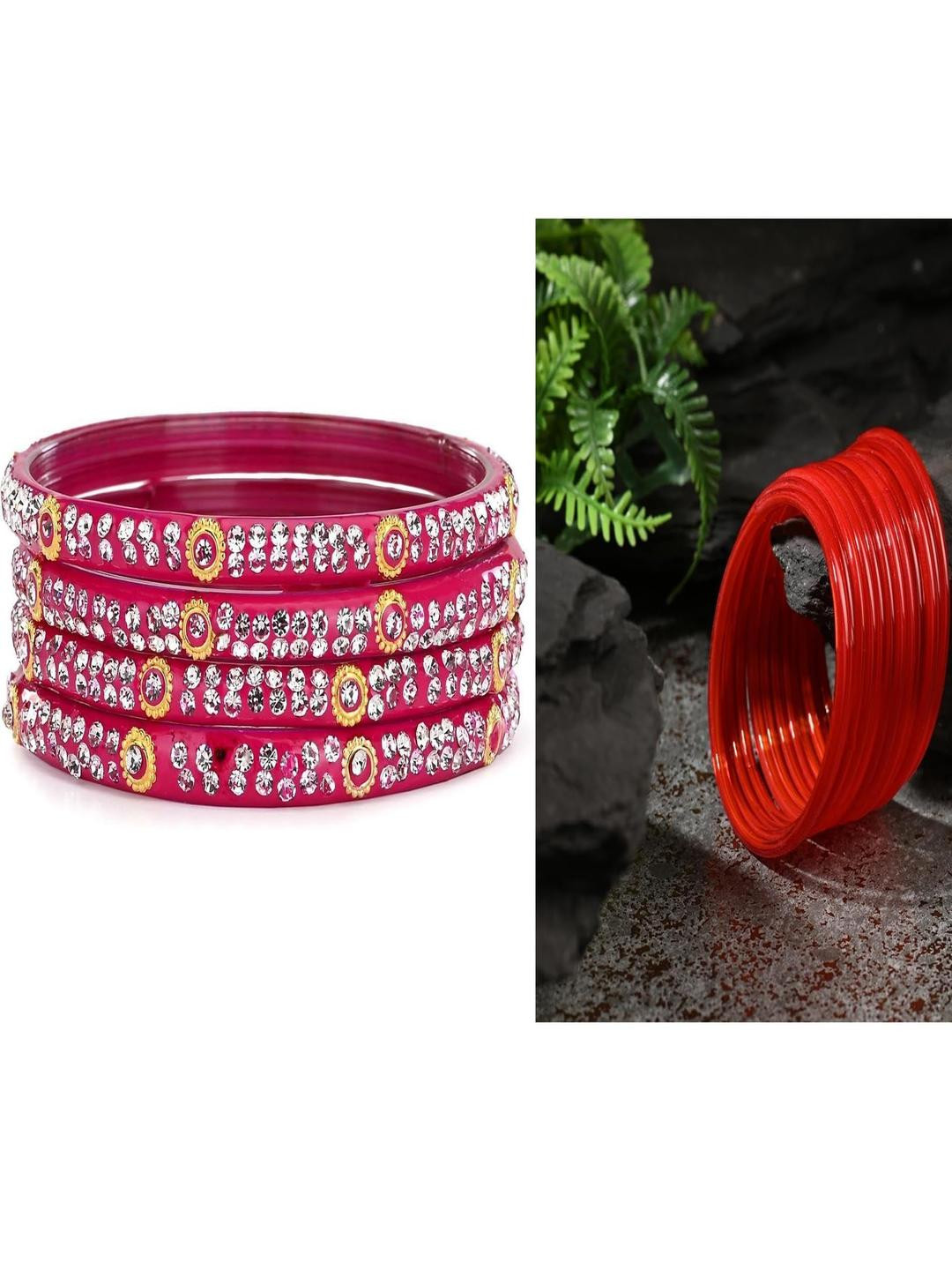 SOMIL Set of 16 Pink Alloy Bangles