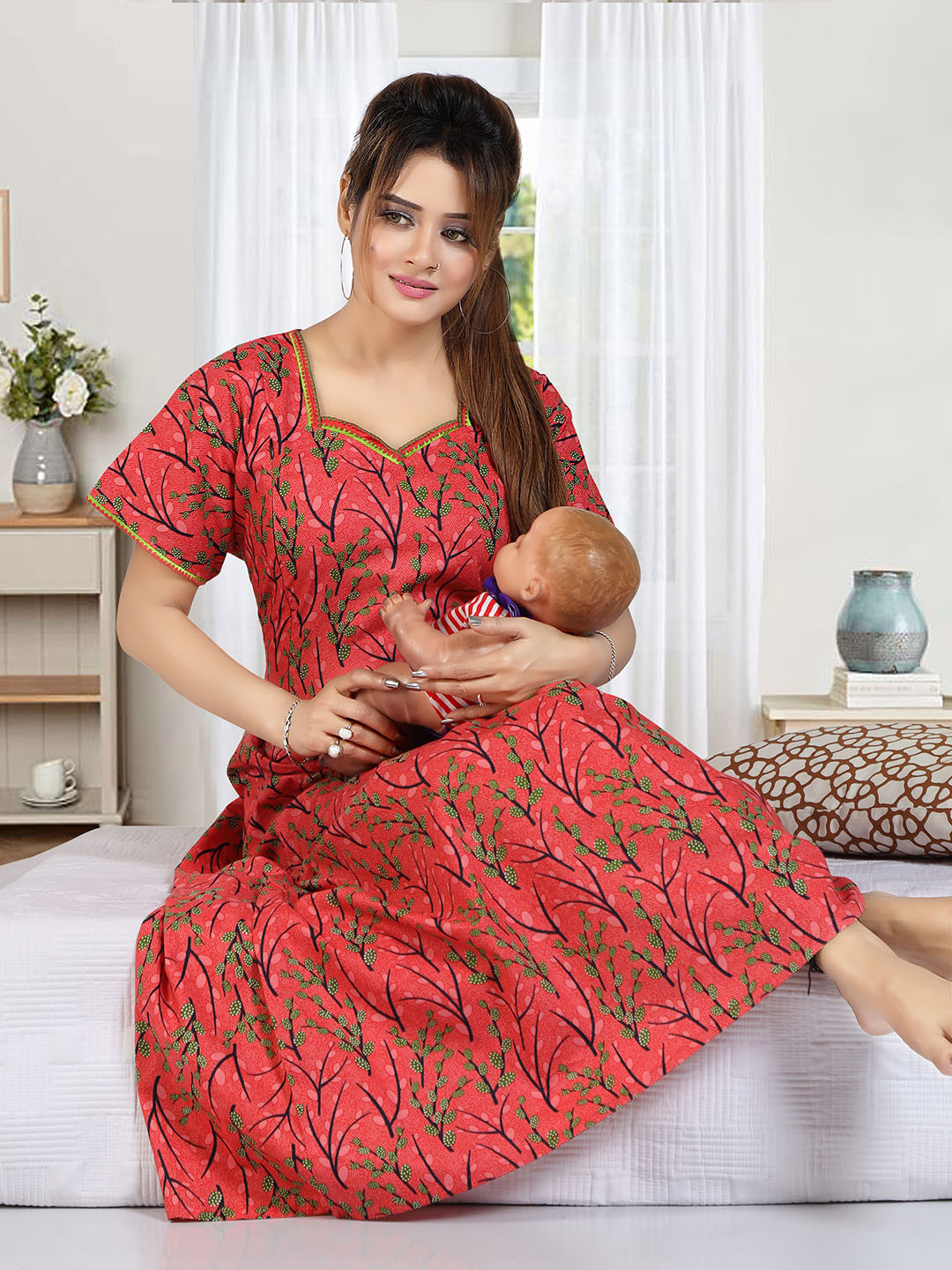 LIFE-TALE Women Multi Satin Nightdress