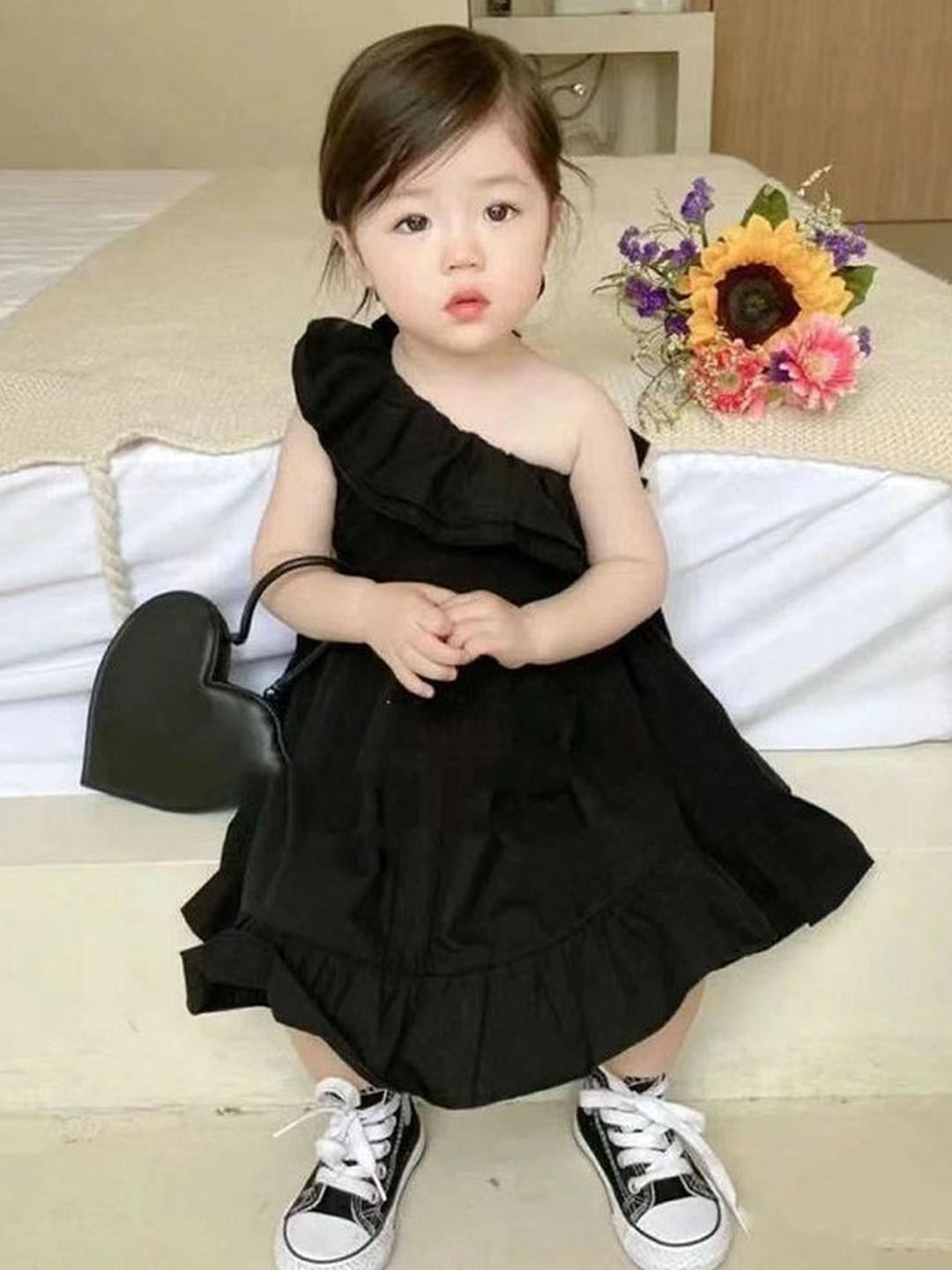 LULU & SKY Girls One Shoulder Ruffles Fit and Flare Dress