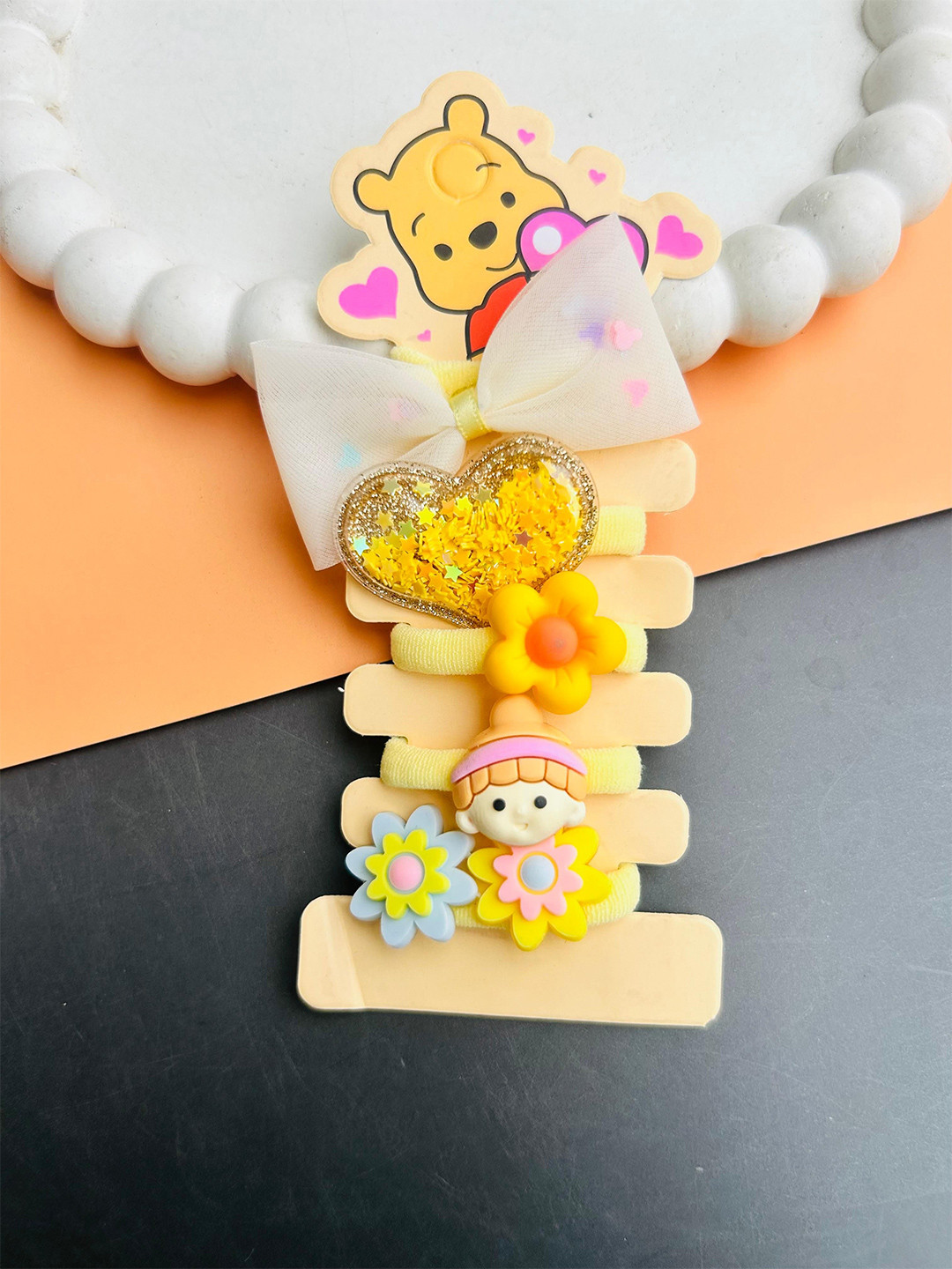 Radhya Accessories Set Of 5 Girls Sunshine Sparkle Hairties Set