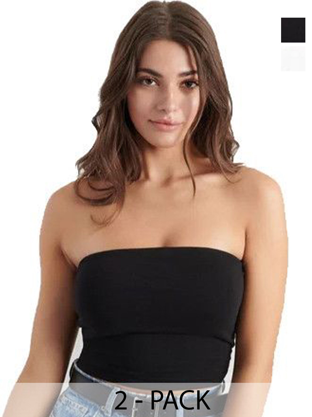 SRISARAS Women Pack of 2 Cotton Strapless Tube Crop Top