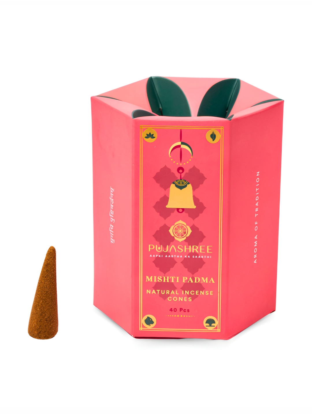 Pujashree Products Global Pvt Ltd. Natural           Pink Mishti Padma DhoopCones-40Pcs