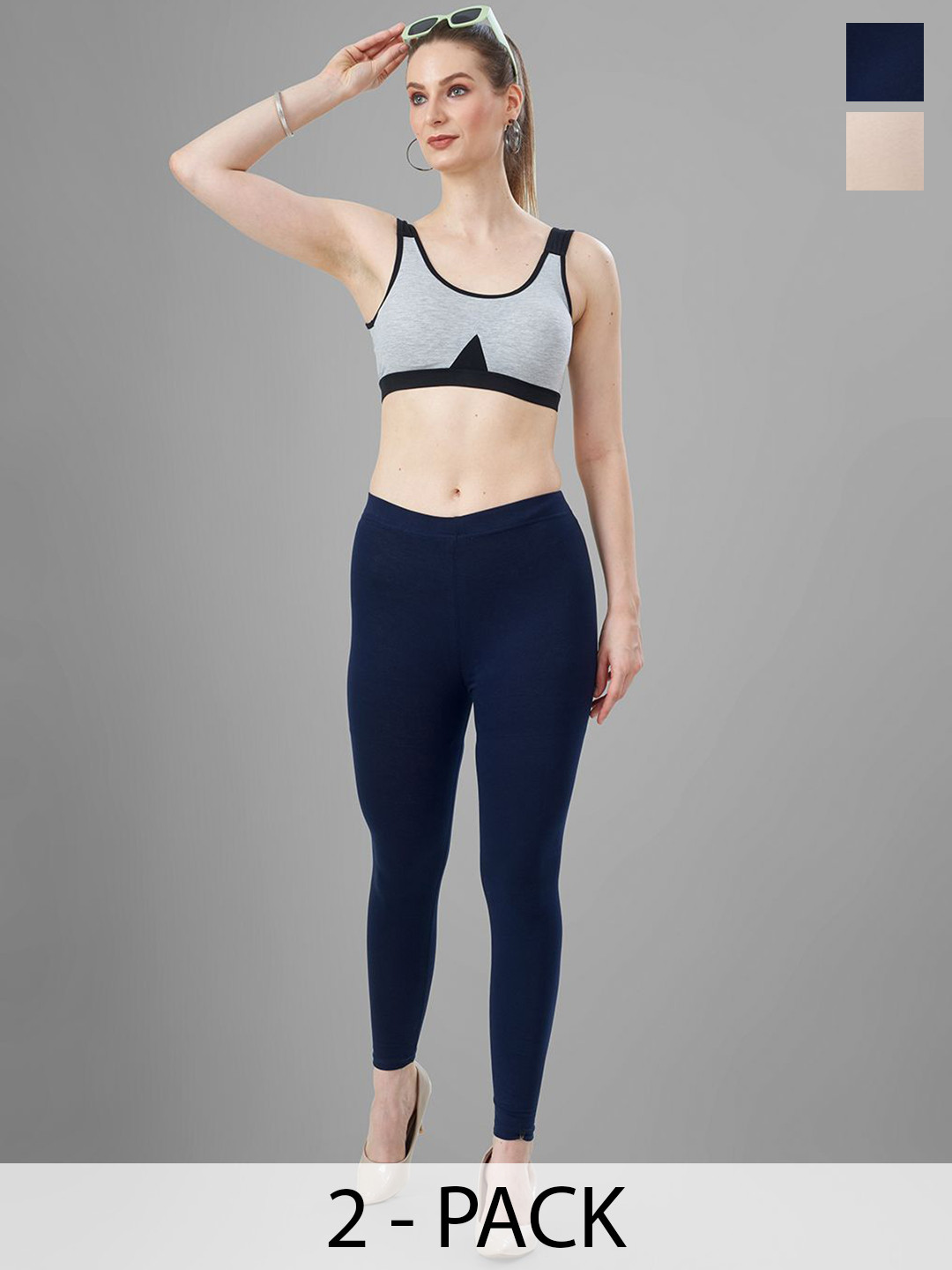 T19 Pack Of 2 4-Way Stretchable Ankle-Length Leggings