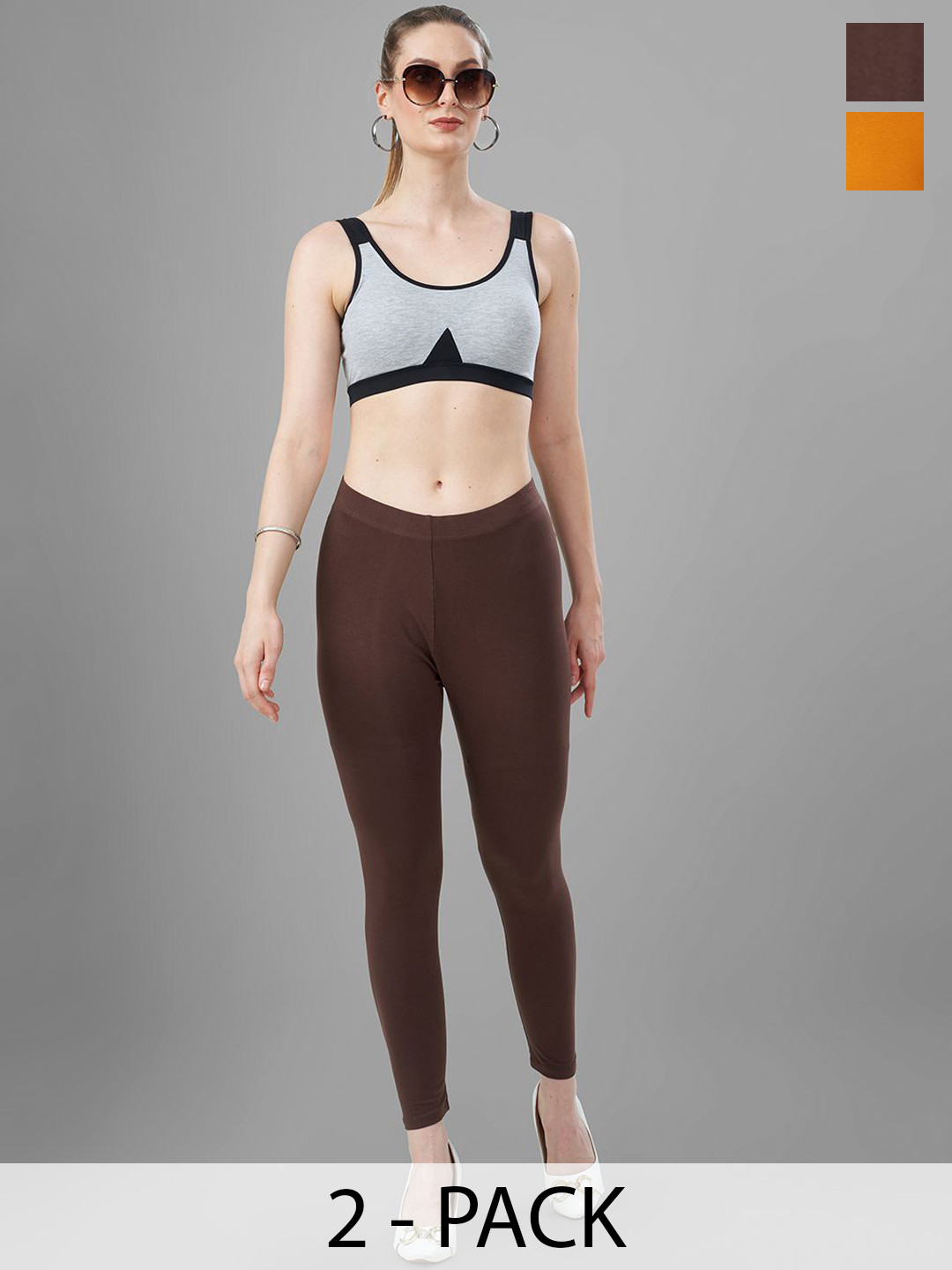 T19 Pack Of 2 4-Way Stretchable Ankle Length Leggings