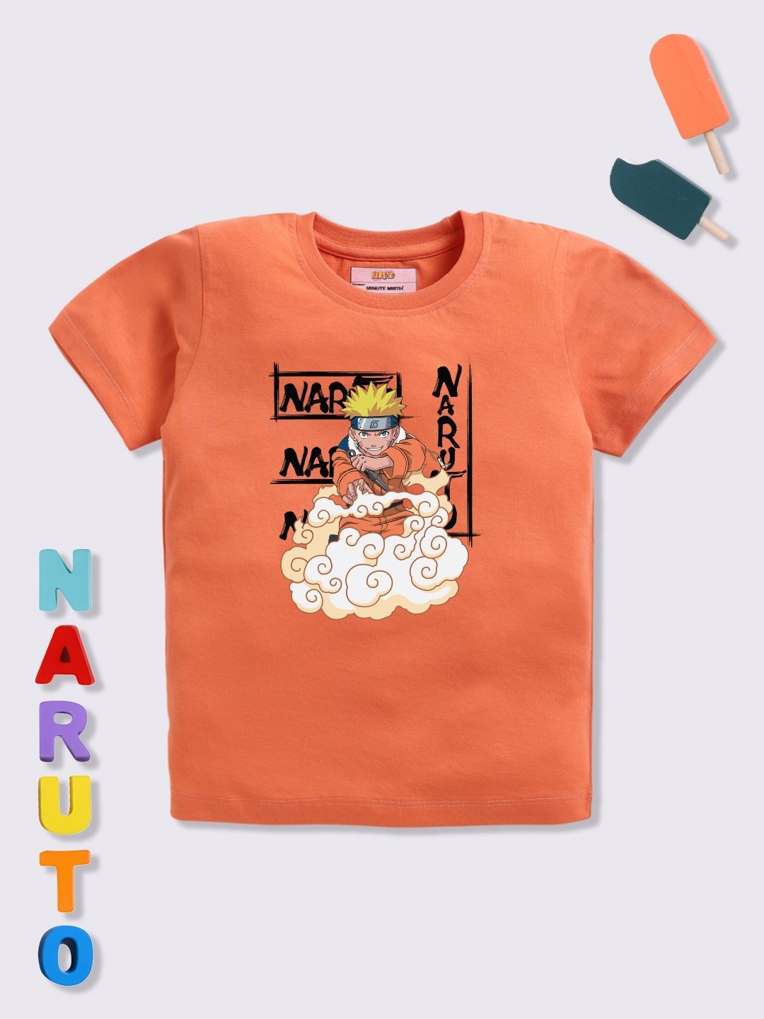 YK X Minute Mirth Boys Cotton Naruto Printed T-shirt
