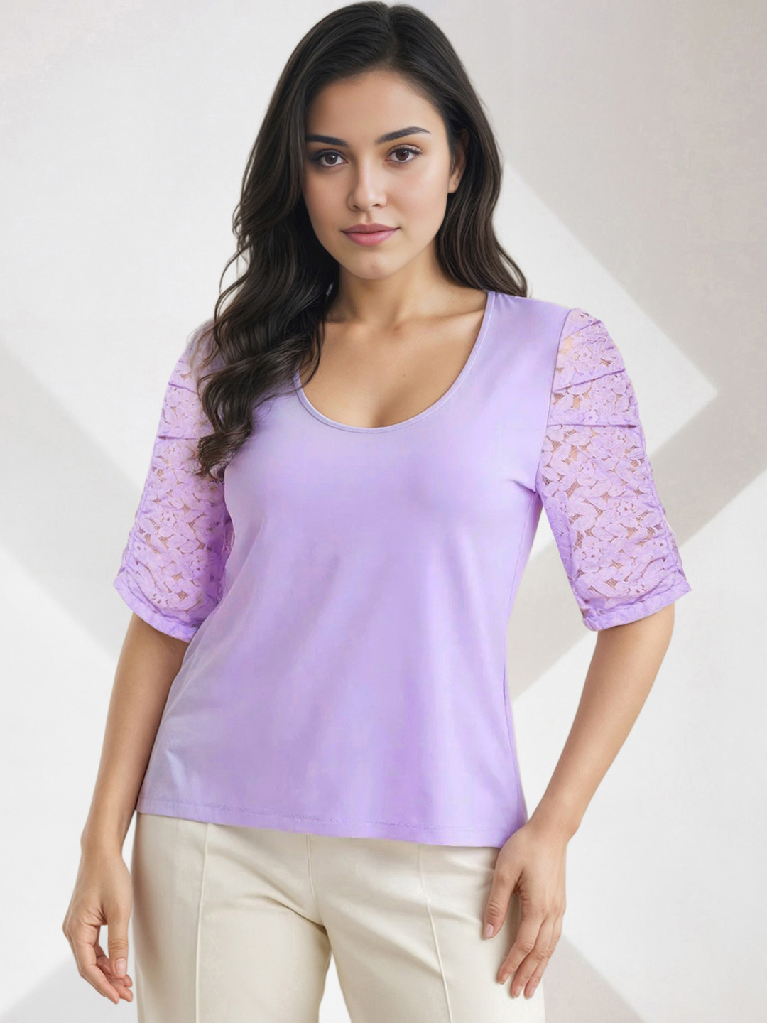 her by invictus Lace Inserts Ruched Regular Top